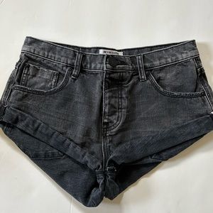 One Teaspoon Black Denim Button Fly Shorts Size 26